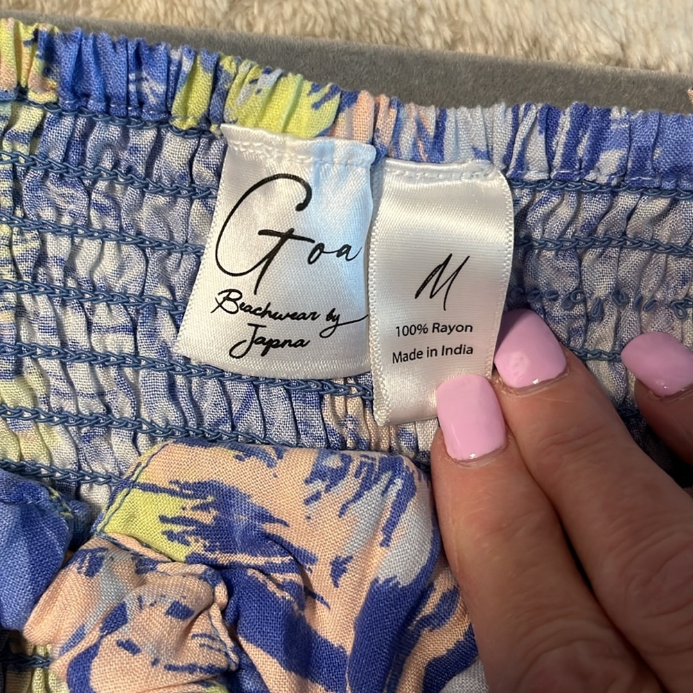 Blue Tropical Print Wide-Leg Jumpsuit - Picture 8 of 11